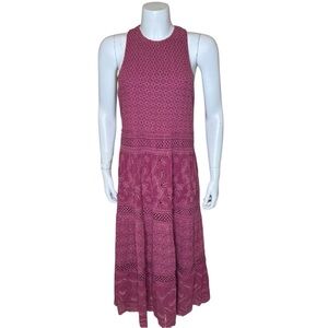 Sundance Dreamers Believe Eyelet Maxi Dress M Sleeveless Embroidered Boho Pink